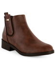 Bota Cafe Mujer Casual Resorte Elegante Tacon Bajo Botin Dama 4010037