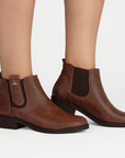 Bota Cafe Mujer Casual Resorte Elegante Tacon Bajo Botin Dama 4010037