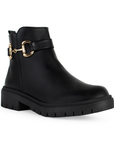 Bota Negro Mujer Casual Plataforma Baja Moda Herraje Suela Chunky 4010041