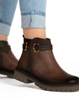 Bota Cafe Mujer Casual Plataforma Baja Moda Herraje Suela Chunky 4010042