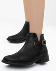Bota Negro Botin Mujer Estilo Casual Elegante Hebilla Moda 2640105