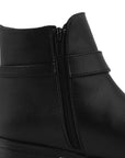 Botin Negro Mujer Tacon Bajo Detalle De Hebilla Moda Elegante 2640106