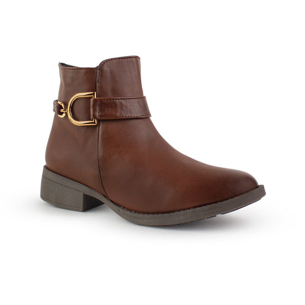 Botin Cafe Mujer Tacon Bajo Detalle De Hebilla Moda Elegante 2640108 ...