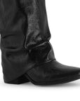 Bota Negro Mujer Alta Vaquera Estilo Bohemio Tacon Bajo Casual 4340147