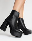 BOTA NEGRO BOTÍN TACÓN ANCHO CASUAL PLATAFORMA DAMA MODA 1710547
