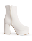 BOTA BEIGE BOTÍN TACÓN ANCHO CASUAL PLATAFORMA DAMA MODA 1710552