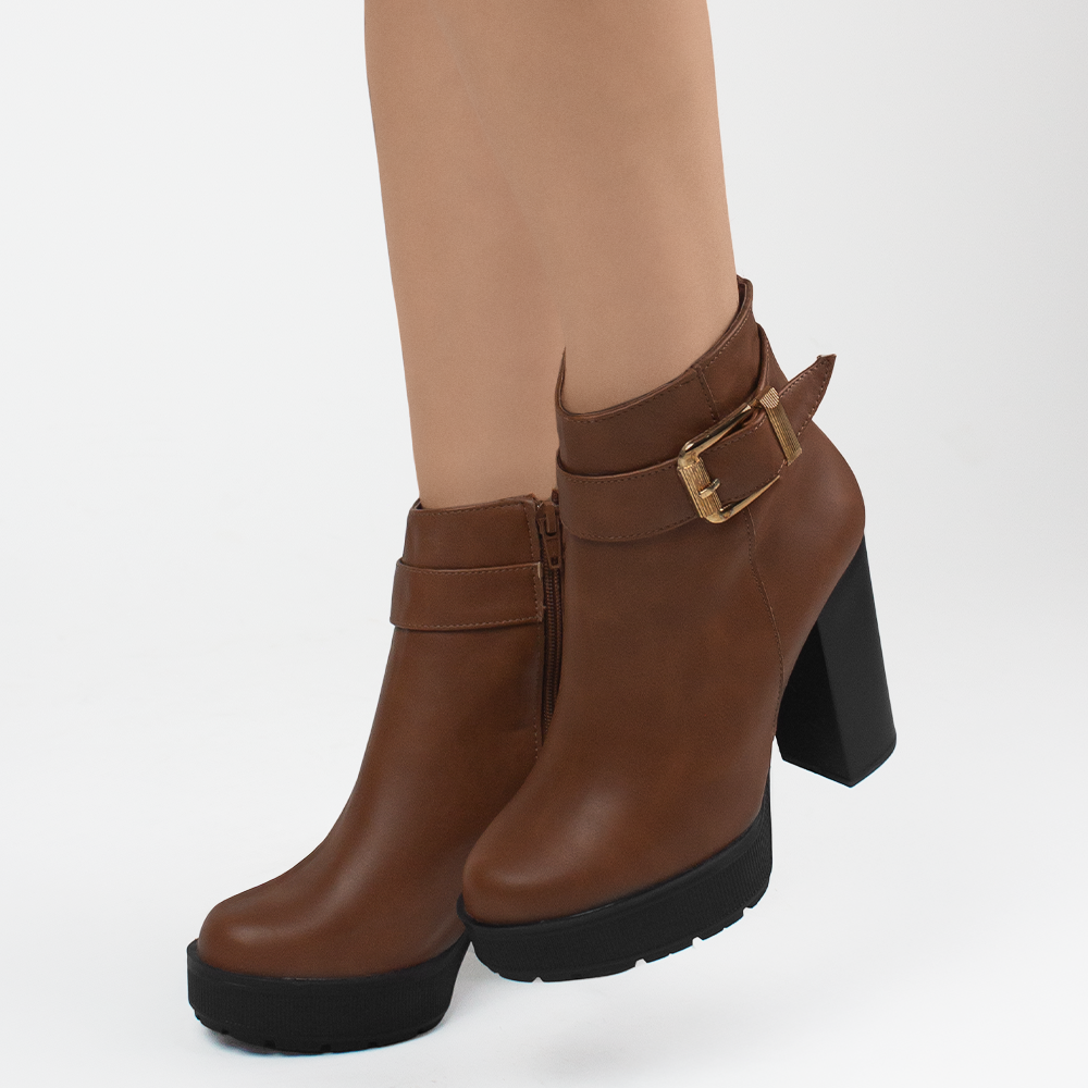 Unos Botines Botines Cafes Mujer Sin Tacon Botines Dama Cafe Piel