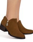 Botin Cafe Mujer Corto Tacon Madera Casual Moderno Comodo 1710583