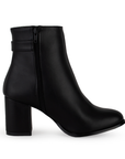Botin Negro Mujer Corto Hebilla Adorno Tacon Cuadrado Moda Casual 1710587