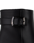 Botin Negro Mujer Corto Hebilla Adorno Tacon Cuadrado Moda Casual 1710587