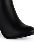 Botin Negro Mujer Corto Hebilla Adorno Tacon Cuadrado Moda Casual 1710587