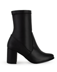 Botin Negro Dama Casual Puntal Tacon Cuadrado Moda Strech 1710588