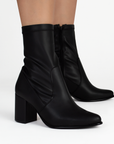 Botin Negro Dama Casual Puntal Tacon Cuadrado Moda Strech 1710588