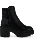 Botin Negro Dama Casual Tacon Ancho Resorte Hebilla Adorno Moderno 1710592