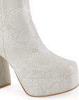 BOTA BEIGE BOTÍN TACÓN ANCHO CASUAL PLATAFORMA DAMA MODA 1710611