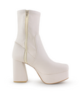 Bota Beige Mujer Tacon Acampanado Elegante Comoda Fashion 1710612