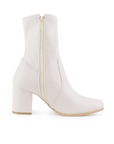 Botin Beige Dama Casual Puntal Tacon Cuadrado Moda Strech 1710616