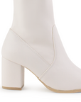 Botin Beige Dama Casual Puntal Tacon Cuadrado Moda Strech 1710616