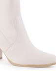 Botin Beige Dama Casual Puntal Tacon Cuadrado Moda Strech 1710616
