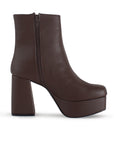 BOTA CAFE BOTÍN TACÓN ANCHO CASUAL PLATAFORMA DAMA MODA 1710619