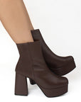 BOTA CAFE BOTÍN TACÓN ANCHO CASUAL PLATAFORMA DAMA MODA 1710619