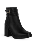 Botin Negro Dama Tacon Ancho Adorno Moda Cierre Bota Para Mujer 3402733