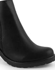 Bota Negro Corta Casual Tacon Ancho Elastico Moda Clasica 3402874