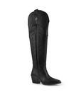 Bota Negro Vaquera Larga Dama Elegante Bordado Moda Casual 3402881