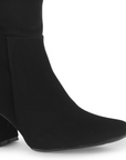 Bota Negro Dama Alta Tacon Grueso Estilo Casual Lisa Moda 3402890