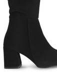 Bota Negro Dama Alta Tacon Grueso Estilo Casual Lisa Moda 3402890