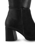 Bota Negro Dama Alta Tacon Grueso Estilo Casual Lisa Moda 3402891