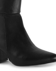 Bota Negro Dama Alta Tacon Grueso Estilo Casual Lisa Moda 3402891