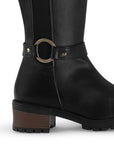 Botas Negro Mujer Hebillas Tacón Bajo Grueso Estilo Campera Moda 3402894