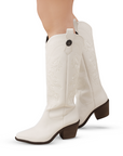 Botas Beige Mujer Estilo Vaquera Bordado Puntal Casual 3402907