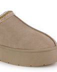 Mocasin Beige Mujer Peluche Plataforma Casual Moda Dama 4870030
