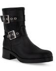 Bota Negro Dama Casual Botin Doble Hebilla Piso Comodo Moda Mujer 3770159