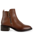 Botin Cafe Mujer Cierre Lateral Tacon Bajo Casual Botas Elegantes 3770161