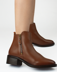 Botin Cafe Mujer Cierre Lateral Tacon Bajo Casual Botas Elegantes 3770161
