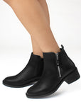 Botin Negro Mujer Cierre Lateral Tacon Bajo Casual Botas Elegantes 3770162