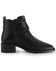 Botin Negro Dama Detalle Hebilla Tacon Bajo Moderno Elegante 3770163