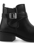 Botin Negro Dama Detalle Hebilla Tacon Bajo Moderno Elegante 3770163