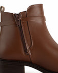 Botin Cafe Elegante Mujer Hebilla Lateral Tacon Bajo Sofisticado 3770166