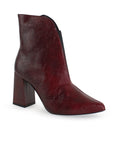 Botín Vino Mujer Puntal Liso Tacón Grueso Versátil Moda 4940013