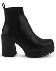 Bota Negro Para Mujer Resorte Moda Casual Tacon Ancho Botin Dama 4640020