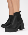 Bota Negro Para Mujer Resorte Moda Casual Tacon Ancho Botin Dama 4640020