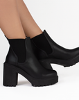 Botín Negro Moda Casual Tacón Plataforma Para Mujer 3830273