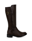Botas Cafe Largas Dama Estoperoles Moda Casual Tacon Bajo Comoda 3830300