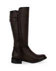 Botas Cafe Largas Dama Estoperoles Moda Casual Tacon Bajo Comoda 3830300