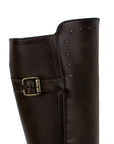 Botas Cafe Largas Dama Estoperoles Moda Casual Tacon Bajo Comoda 3830300