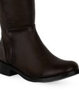 Botas Cafe Largas Dama Estoperoles Moda Casual Tacon Bajo Comoda 3830300